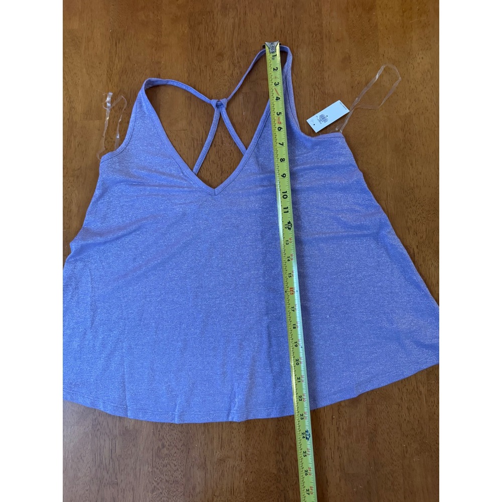 NWT Old Navy Women's Purple Metallic Shimmer Strappy T-Back V-Neck Tank Top Sz M - Picture 7 of 8